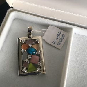 Sterling silver multi-stone & rhinestone pendant